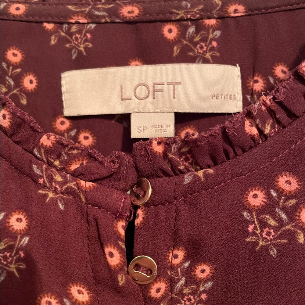 Ann Taylor Loft Ruffle Trim Shell Top - Picture 2 of 4